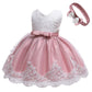 Baby Christmas Embroidery Lace Dresses Little Kid Easter Halloween Wedding Formal Event Dress (Cameobrown 8348,24M)