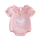 Rsrzrcj Baby Girl First Birthday Outfit Puff Short Sleeve Romper Bodysuit 1 Cake Embroidery Cake Smash Jumpsuit Clothes, Pink, 1