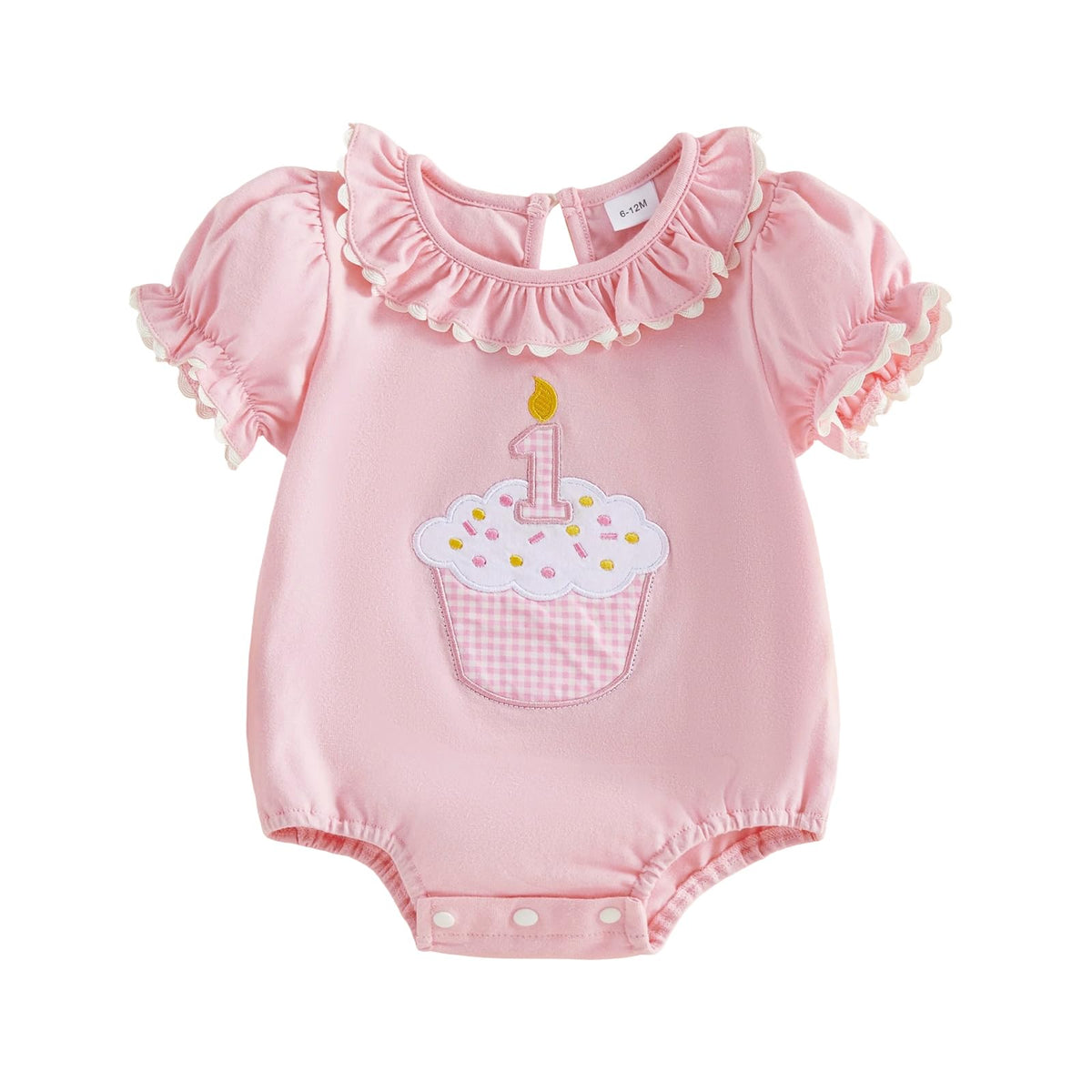 Rsrzrcj Baby Girl First Birthday Outfit Puff Short Sleeve Romper Bodysuit 1 Cake Embroidery Cake Smash Jumpsuit Clothes, Pink, 1