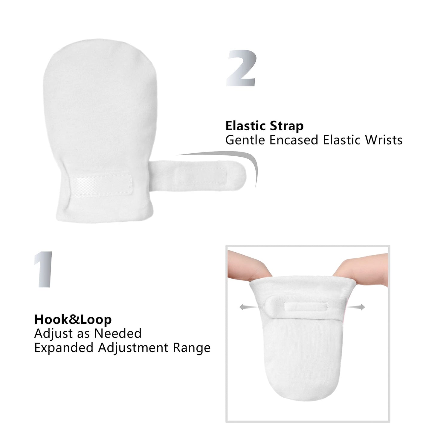 Newborn Baby No Scratch Mittens Stay On, 100% Cotton Breathable, Adjustable Infant Gloves For Baby Boys Girls Mittens