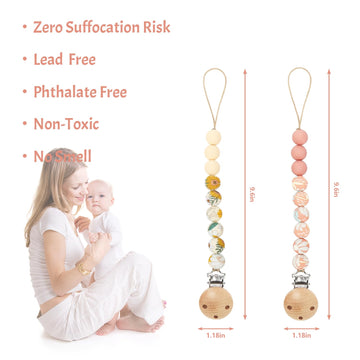 Misslili Pacifier Clips, 2Pcs Silicone Soother Clips, Bpa Free Pacifier Clip Pacifier Holder For Newborn Baby Boy Girl Gifts, Pr