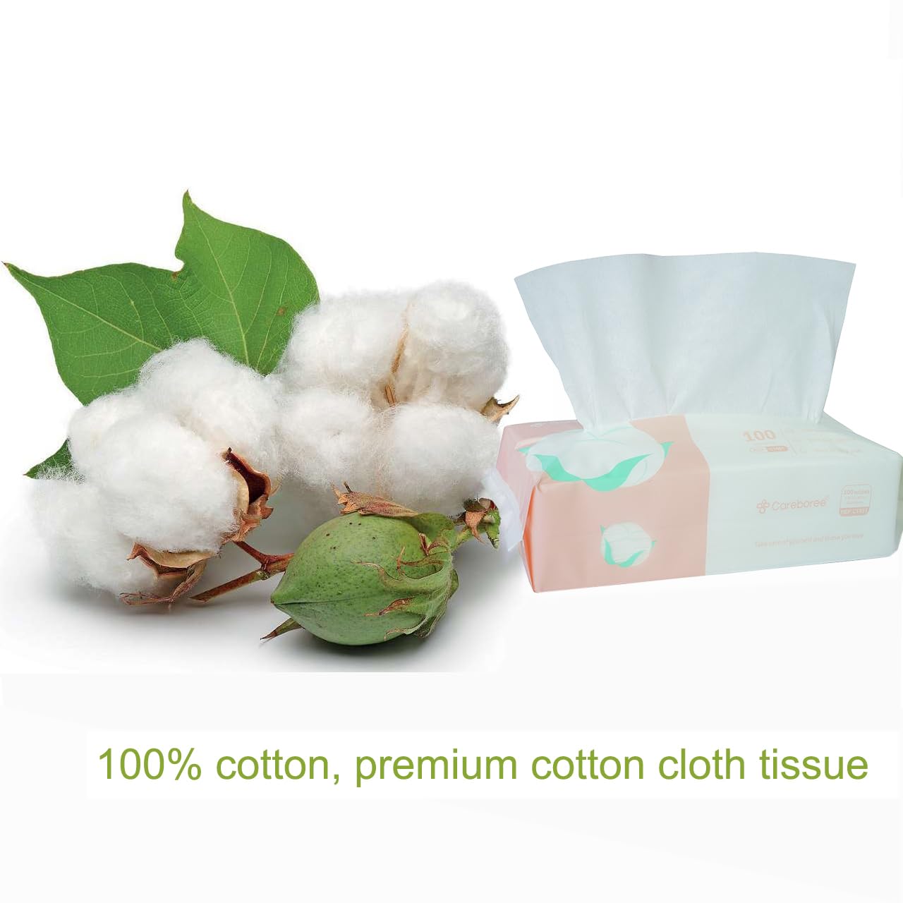 Careboree 300 Count Ultra Soft Dry Baby Wipes Unscented Multi-Purpose Pure Cotton Tissue (3 Pack-300 Count))