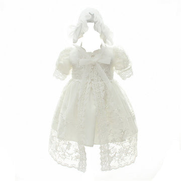 Coozy Baby Girl Christening Baptism Gowns Toddler Princess Wedding Special Occasion Dress 3Pcs Outfits (Ivory, 12M/12-15Months)