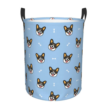 Pevtufa Corgi Dog Foldable Laundry Basket Organizer,Fabric Clothes Toy Storage Basket Nursery Hamper Storage Bin For Household B