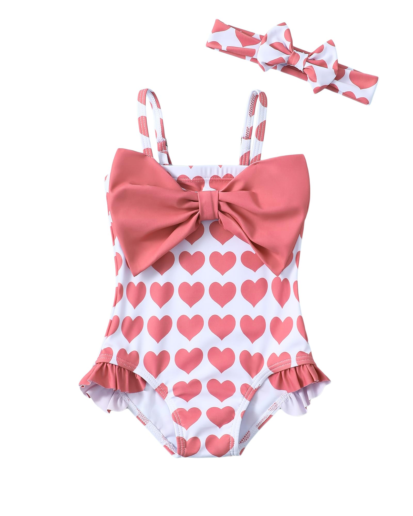 Mioglrie Baby Girl Swimsuit Infant 18-24 Month Bathing Suits Newborn Girls Summer Beach Swimwear Toddler Cute Pink Heart One Pie