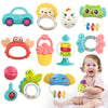 Qizebaby Baby Toys 6 to 12 Months, 12PCS Rattle Baby Teething Toys, Shaker Grab and Spin Rattles Toy, Music Learning Toys for 0 