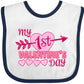 Inktastic My First Valentine 'S Day With Pink Heart And Arrow Baby Bib White And Navy 39970