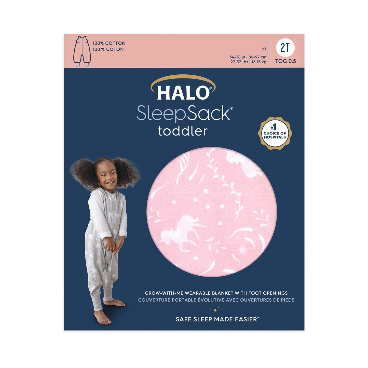 HALO Sleepsack Toddler Sleeping Bag, 100% Cotton Wearable Blanket, TOG 0.5, Folklore, 2T