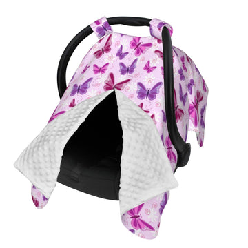 Pink Butterfly Winter Car Seat Cover For Baby, Nursing Cover For Mom, Butterfly Baby Girl Stuff Gifts For Shower