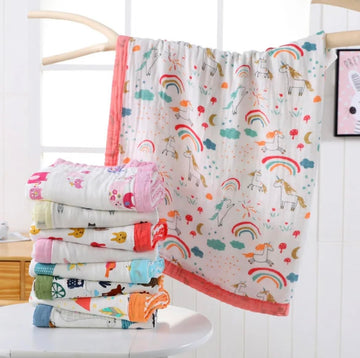 heartbury 100% Organic Cotton 6 Layer Super Soft Muslin Blanket Baby Blanket/Muslin Baby Bath Towel 100 * 110CM, (1psc Blanket)