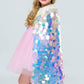 Fkkfyy Little Girl Cape Cloak Dresses Matching Princess Wedding Birthday Party Halloween Star Sequins Capes Cloaks Costumes For