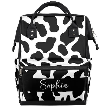 SPYORBKX Personalized Diaper Bag Backpack for Baby Boy Nappy Backpack for Mom Waterproof Diaper Boy Bag for Dad Mom Gifts Cow Pr