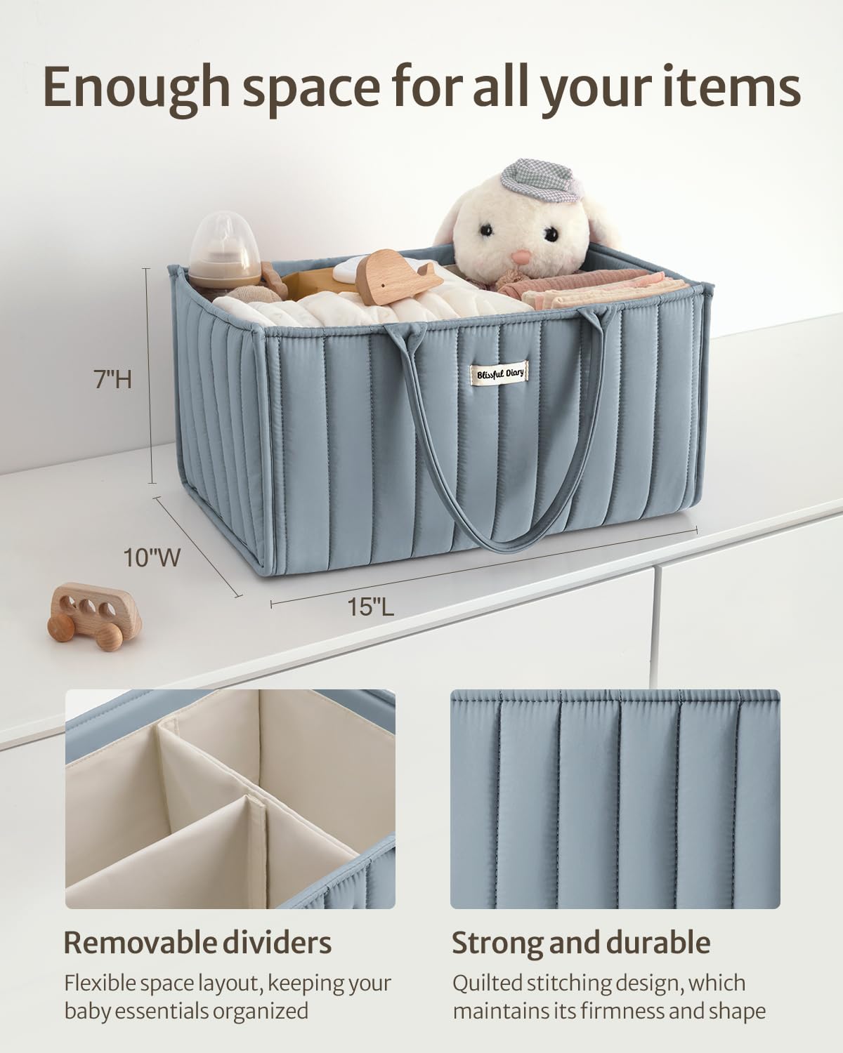 Blissful Diary Baby Diaper Caddy Organizer, Baby Shower Basket For Boys Girls, Gift For Newborn Essentials, Baby Registry Must H