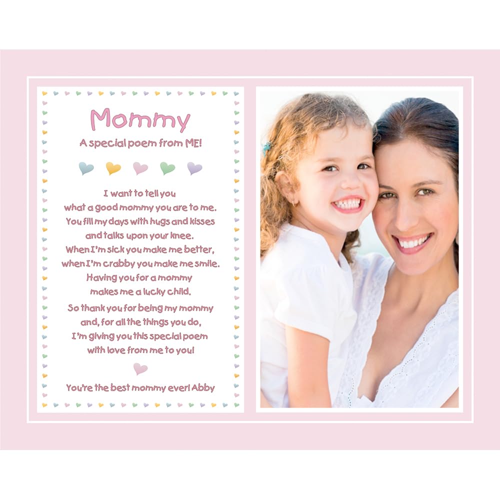 Mommy Gift From Daughter, Baby, Toddler, A Special Poem From Me, 8X10 Inch Print Personalized With Name And Photo