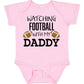 Inktastic Watching Football With My Daddy Baby Bodysuit, 0080 Pink, Newborn