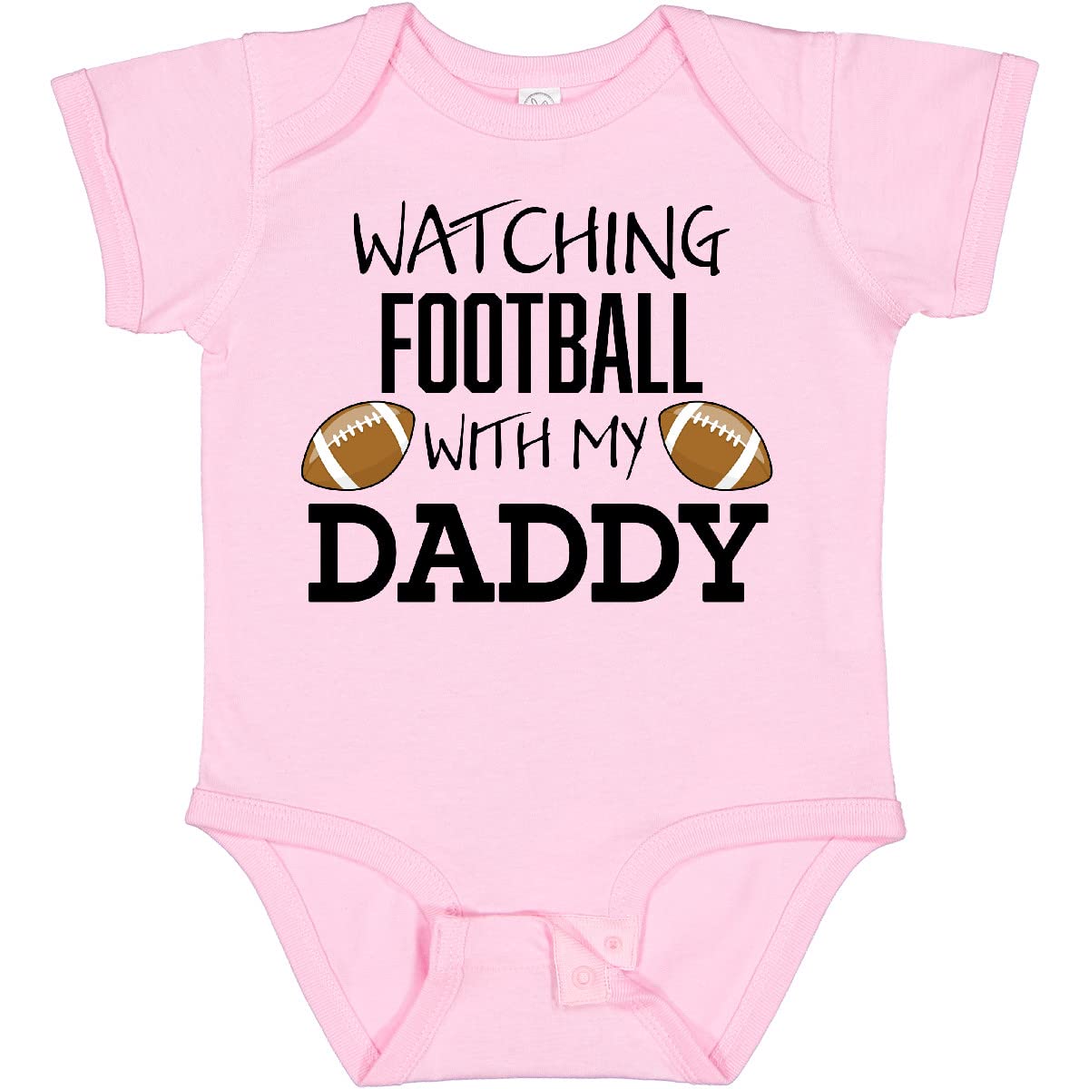 Inktastic Watching Football With My Daddy Baby Bodysuit, 0080 Pink, Newborn