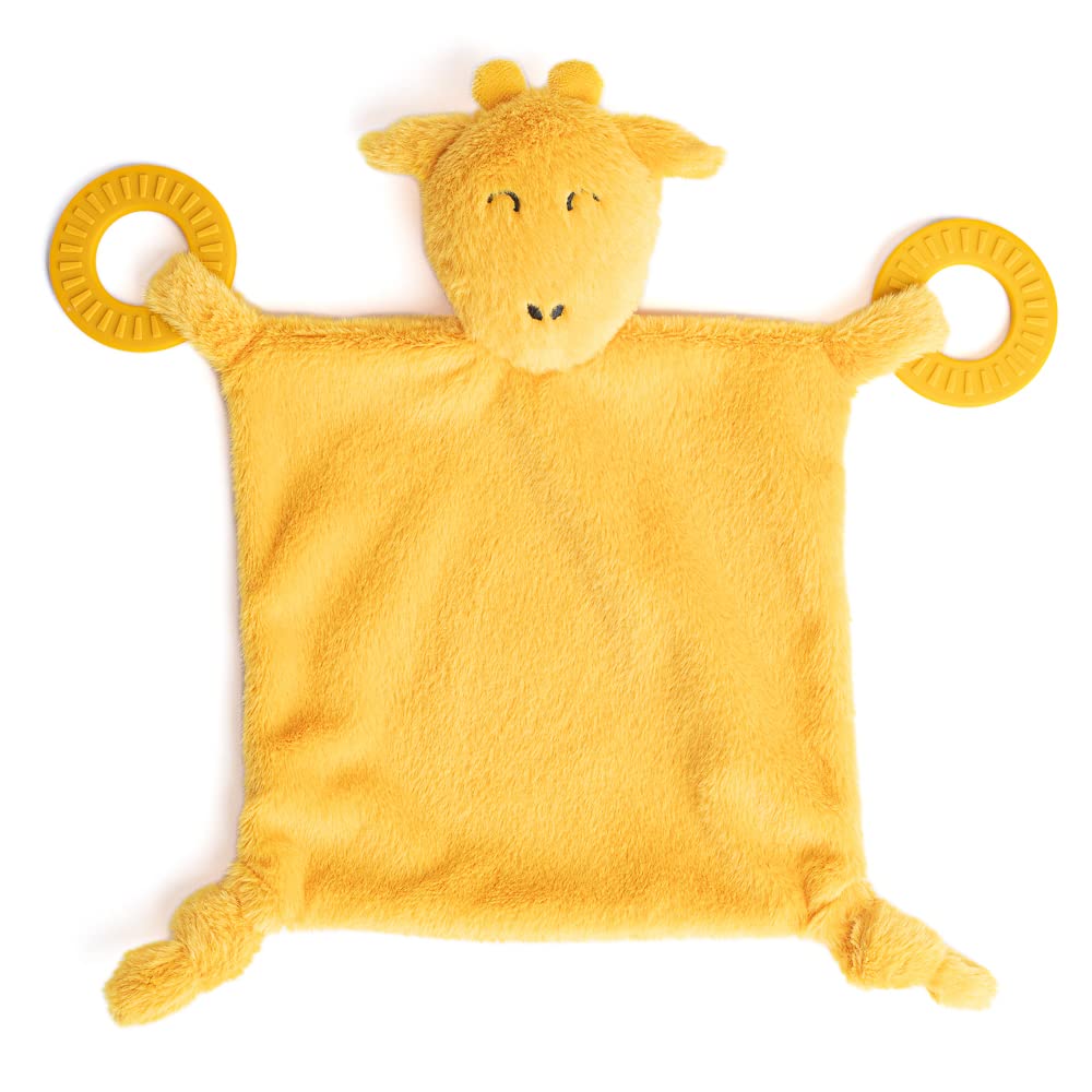 Baby Teether & Plush Lovey by Bella Tunno, Silicone Teether with Animal Snuggle Toy & Sensory Rattle, Teething Relief for Babies