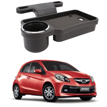 Oshotto (FT04) Foldable Car Auto Headrest Rear Back Seat Table Drink Food Cup Tray Holder Compatible with Honda Brio  Black