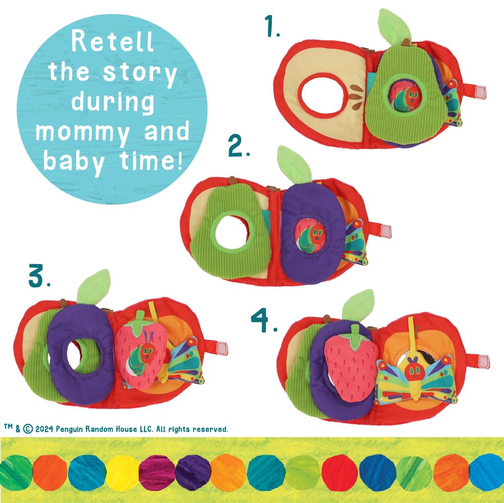 KIDS PREFERRED Eric Carle Very Hungry Caterpillar Activity Apple and Plush - Crinkle Texture Inside and Attached Leaf Teether -