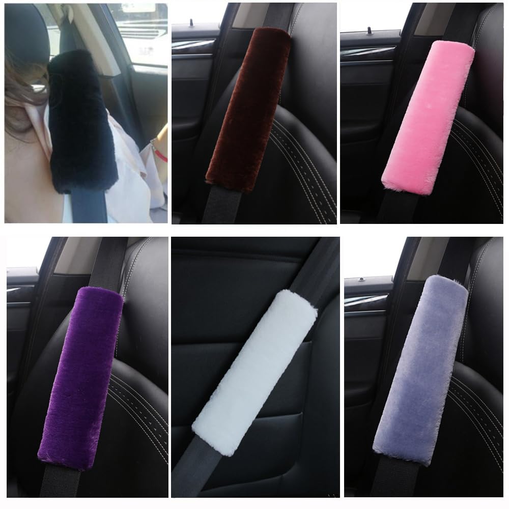 Ohhmnkk 4 Pack Car Seat Belt Pads Shoulder Cover Baby Safety Belt Protector With Adjustable Soft Plush Shoulder Strap Protect Ne