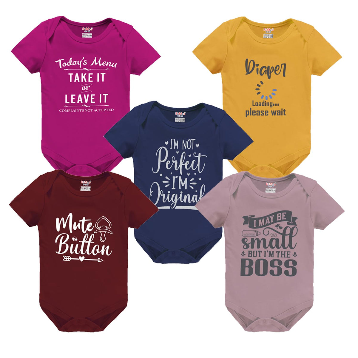 Kiddeo Baby BoyS And Baby GirlS Bodysuit (06) (Pack Of 5) (36 Months)