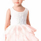 2Bunnies Girl Peony Lace Back A-Line Tiered Tutu Tulle Flower Girl Dress (No Applique Pink, 5)