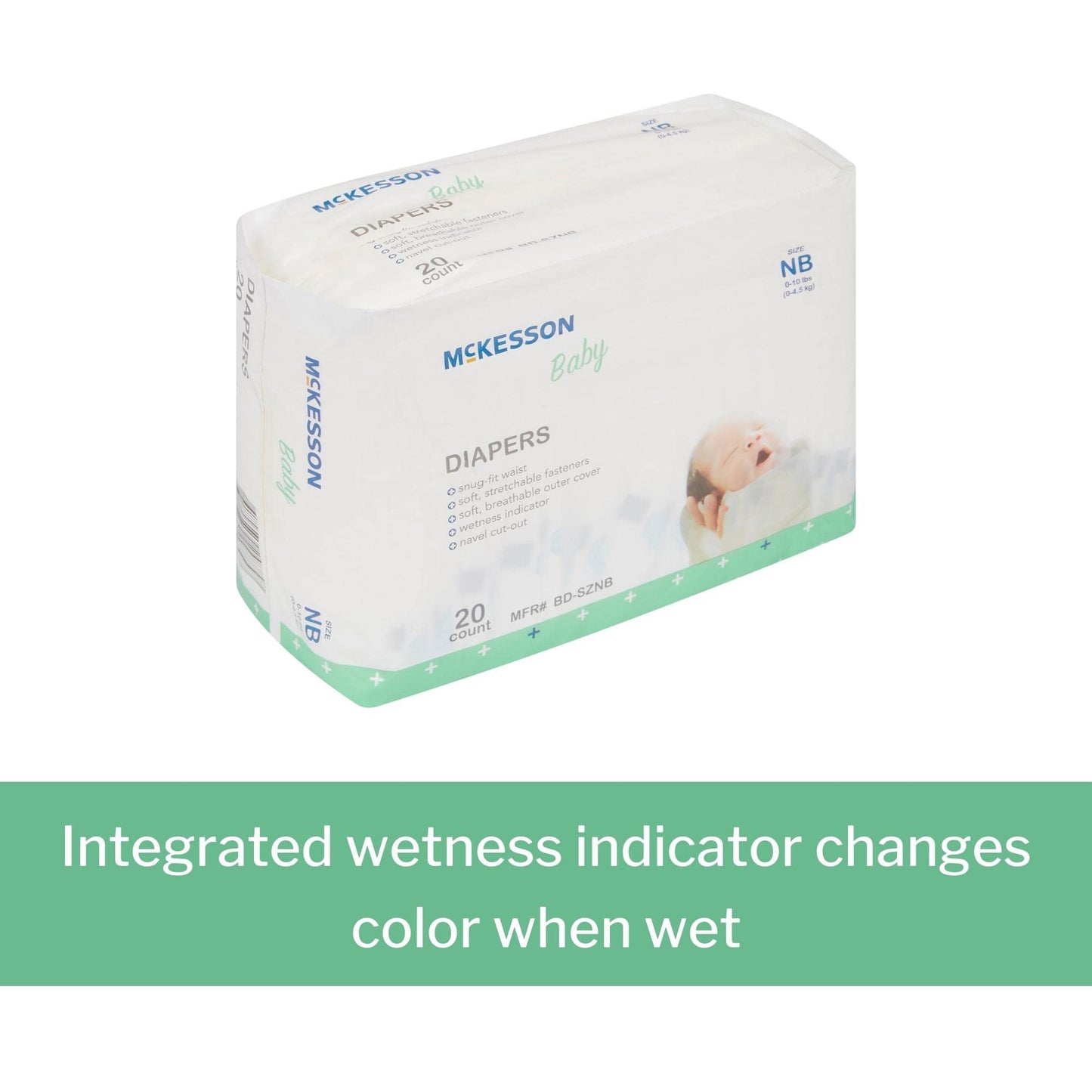 Mckesson Baby Diapers For Newborns - Disposable, Breathable, Navel Cut-Out - 0 To 10 Lbs, 20 Count, 1 Pack