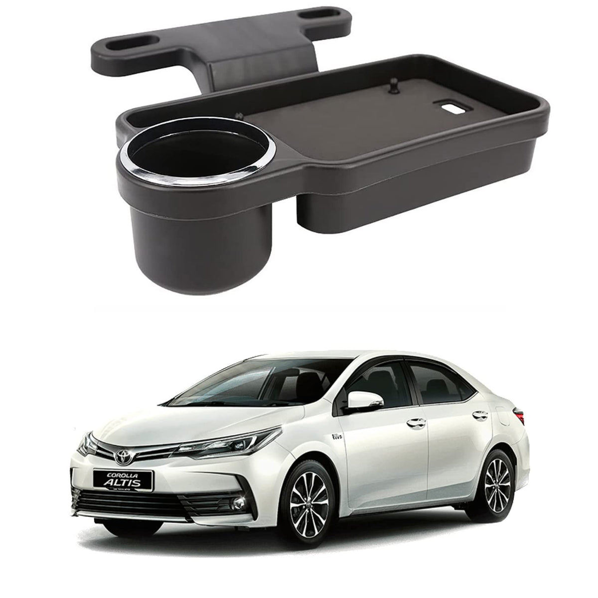 Oshotto (FT04) Foldable Car Auto Headrest Rear Back Seat Table Drink Food Cup Tray Holder Compatible with Toyota Corolla  Blac