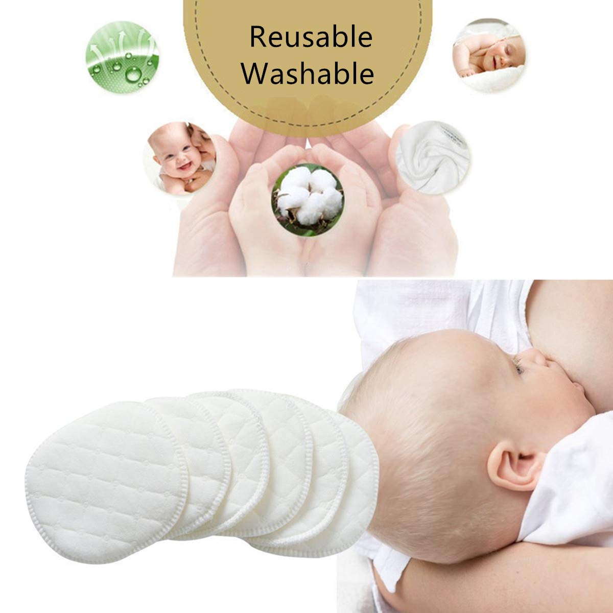 Lapangzi Reusable Breast Pads For Breastfeeding 12 Pack Organic Washable Nipple Pads Nursing Pads Cotton Highly Absorbent Postpa