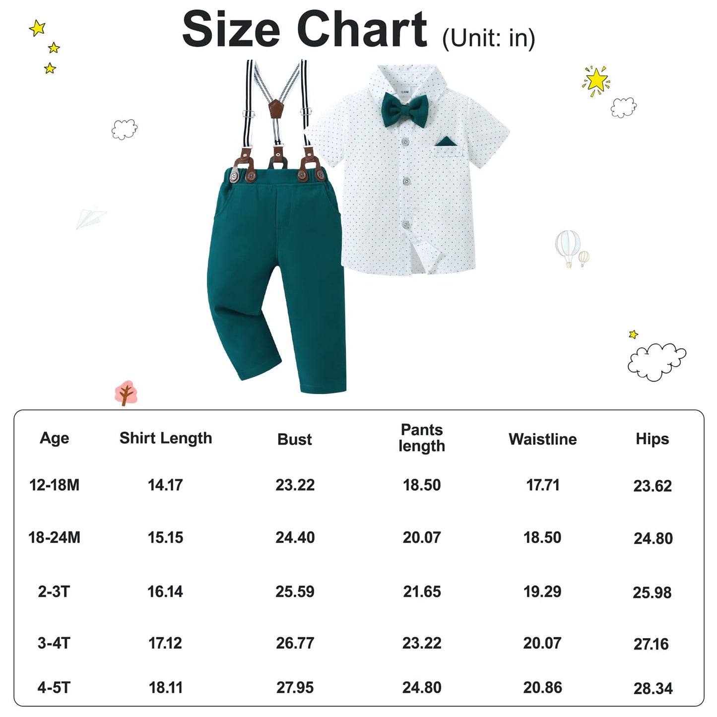 Disaur Baby Boy Clothes Suits, 1-5T Toddler Dress Short Shirt With Bowtie + Suspender Pants Outfit Sets Gentleman Wedding