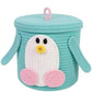 DOLCE CASA Kids Lid Basket With Beautiful Characters  Rope Storage Basket For Baby Diaper, Stuffed Animal Storage Bin Rope Bask