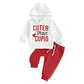Goocheer Infant Valentine 'S Day Toddler Baby Boy Girl Outfit Long Sleeves Hoodie Top Pants Valentines Day Clothes (White, 2-3 Y