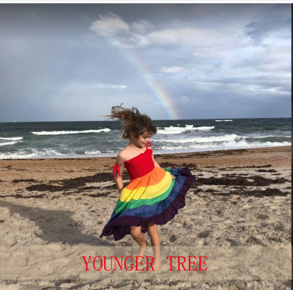 Younger Tree Toddler Baby Girls Rainbow Dress Princess Sleeveless Halter Beach Tutu Sundress (18-24 Months, Colours)