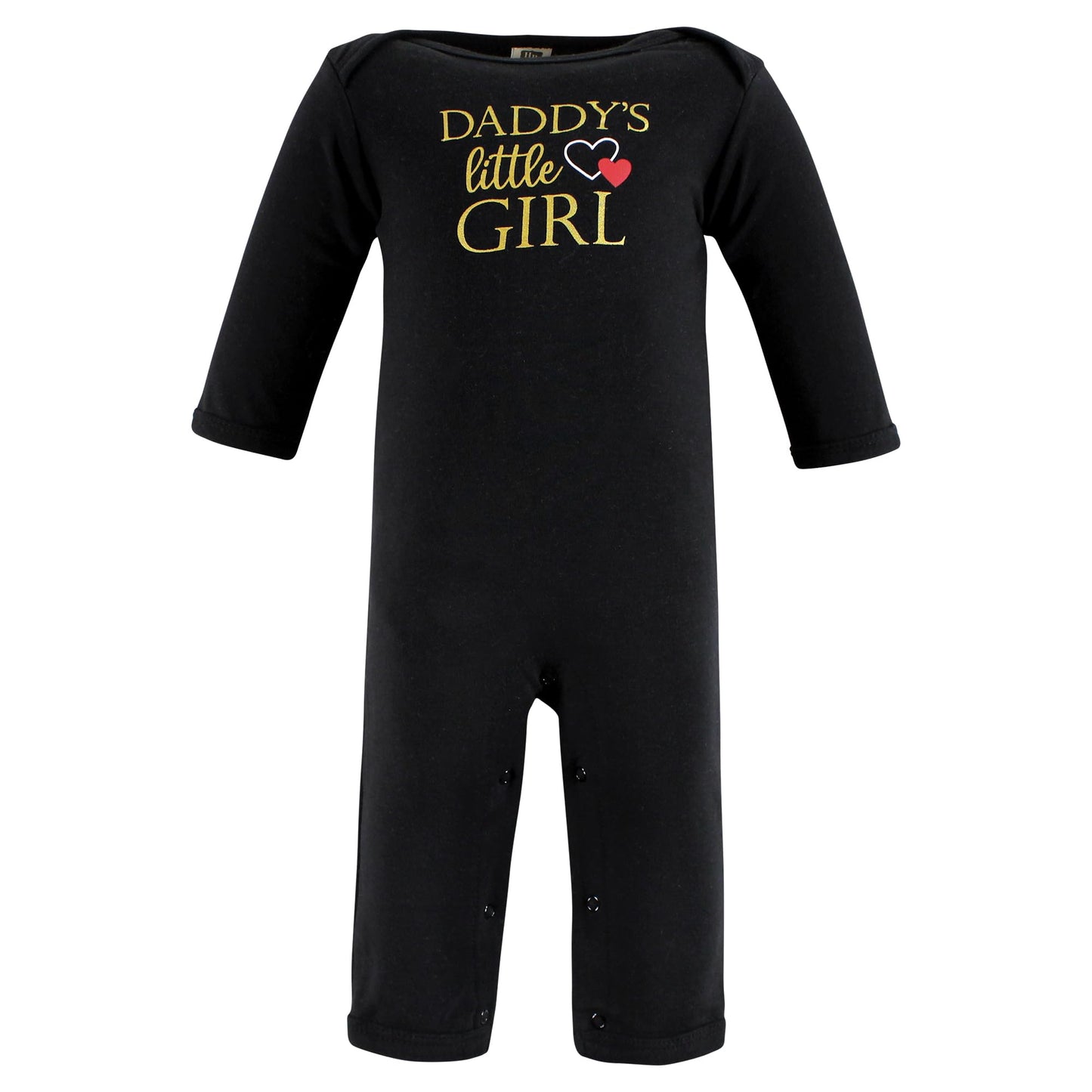 Hudson Baby Unisex Baby Cotton Coveralls, Girl-Daddy Red Black, 6-9 Months
