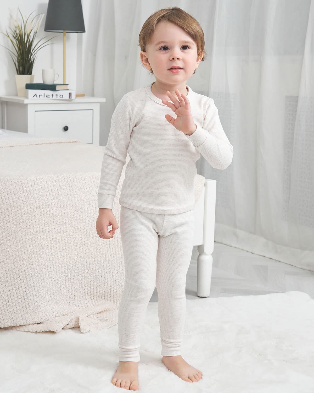 Enfants Ch  Ris Neutral Toddler Pajamas For Girl Boy Pajamas 24 Month Beige Stripes