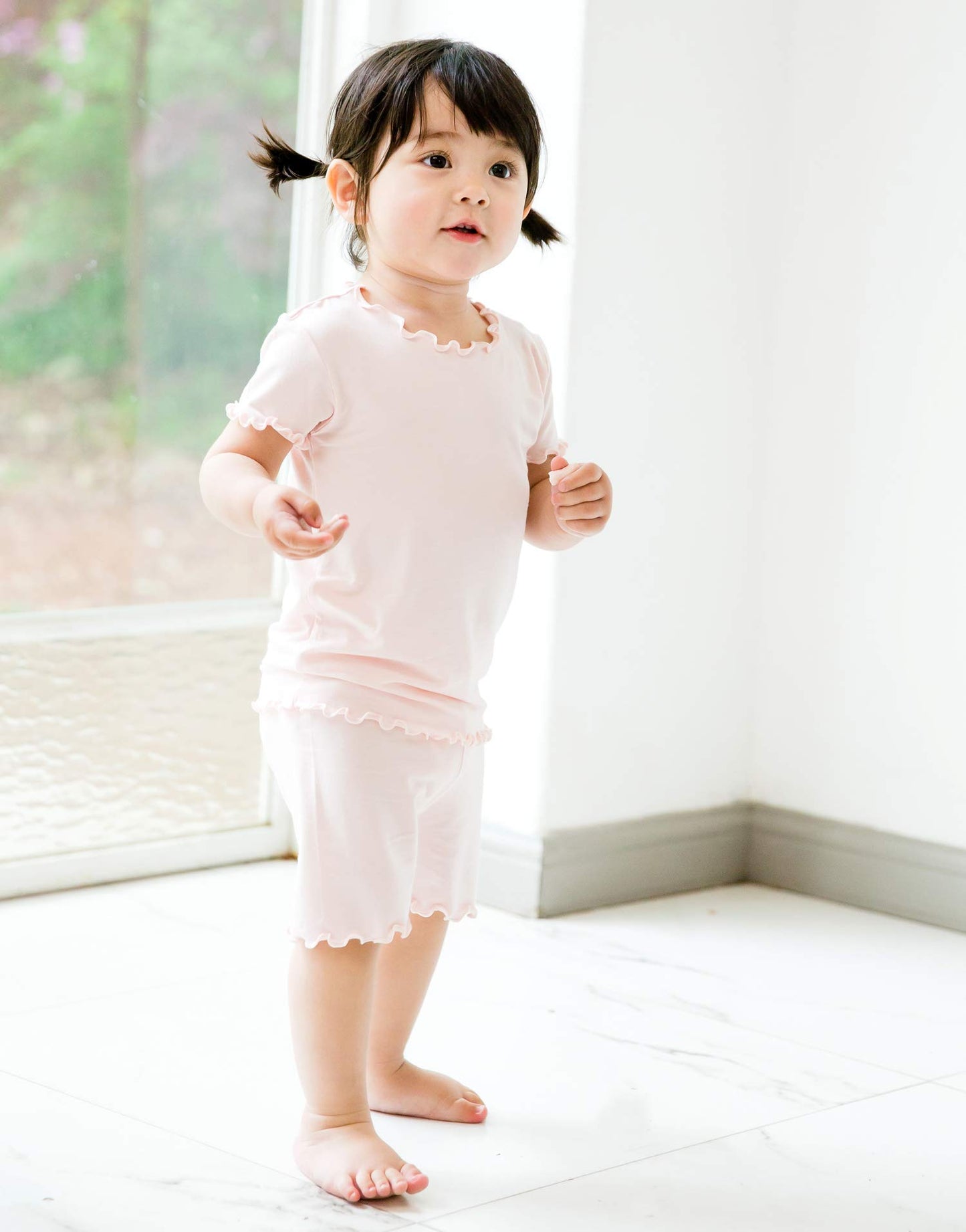 Vaenait Baby Infant Kids Toddler Short Sleeve Sleepwear Pajamas 2Pcs Set Shirring Pink M