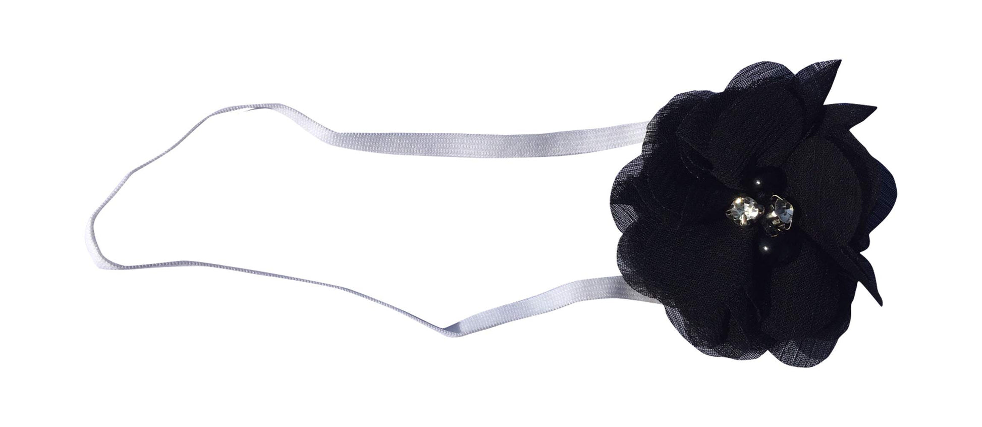 Akinoskids Babygirl Newborn Black Elastic Soft Headband Embellished With Diamond Pearl.Kids Hair Accessory