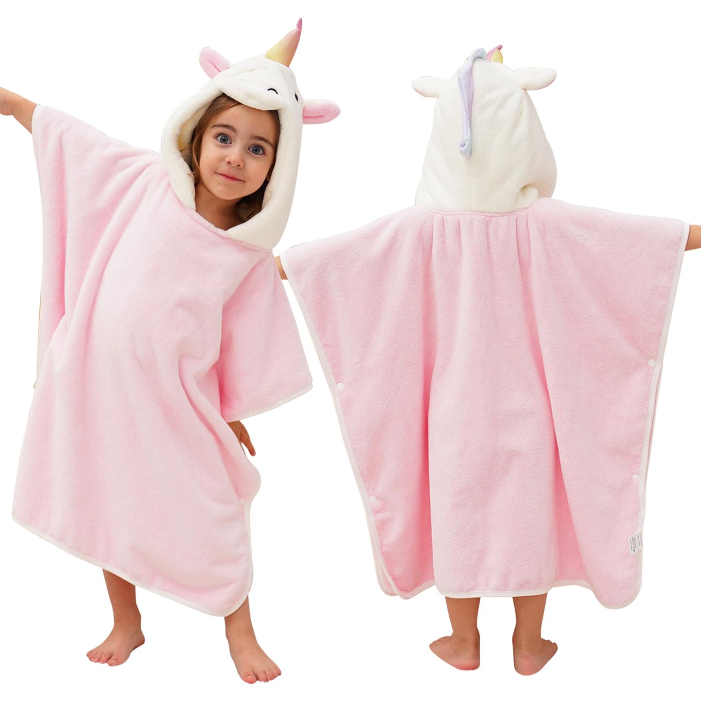 Pinnkku 3D Unicorn Hooded Towel, Ultrasoft & Absorbent Bath Towel For Babies, Infant, Toddler And Kids, Beach Poncho Towels, Gif