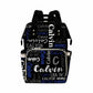 Personalized Backpack With Name, Custom Diaper Bag Text Name Logo Black Fashion Daycare Bag Mummy Nursing Baby Bags Shoulder Bag