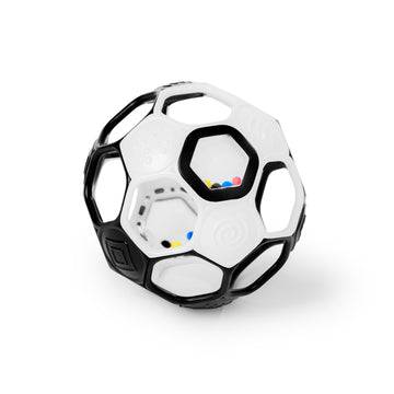 Bright Starts Oball Grippin Goals Rattle Soccer Ball - Black & White, Easy-Grasp Toy for Newborn and Up