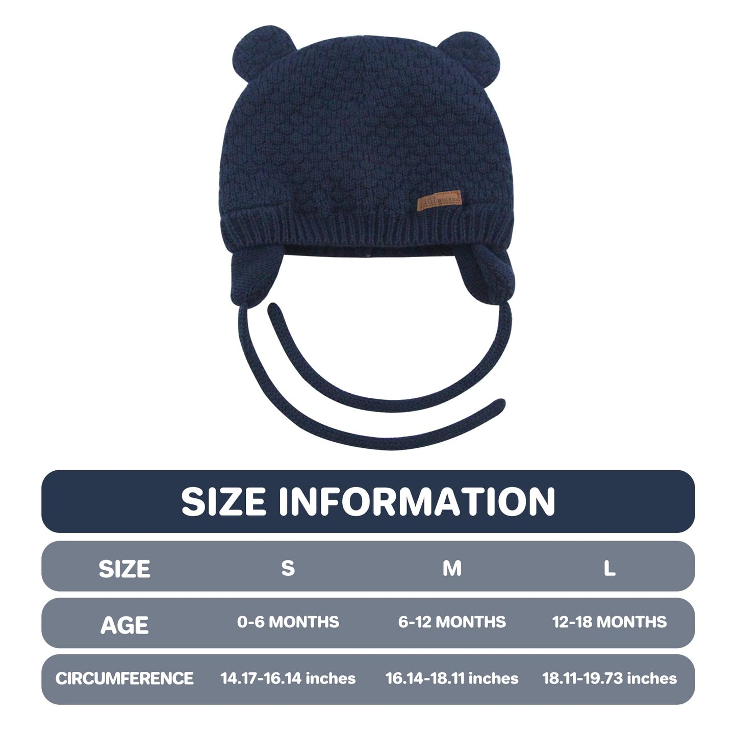 Duoyeree Kids Baby Hat Soft Warm Cable Knit Beanie Toddler Girl Fall Winter Hats Navy Blue