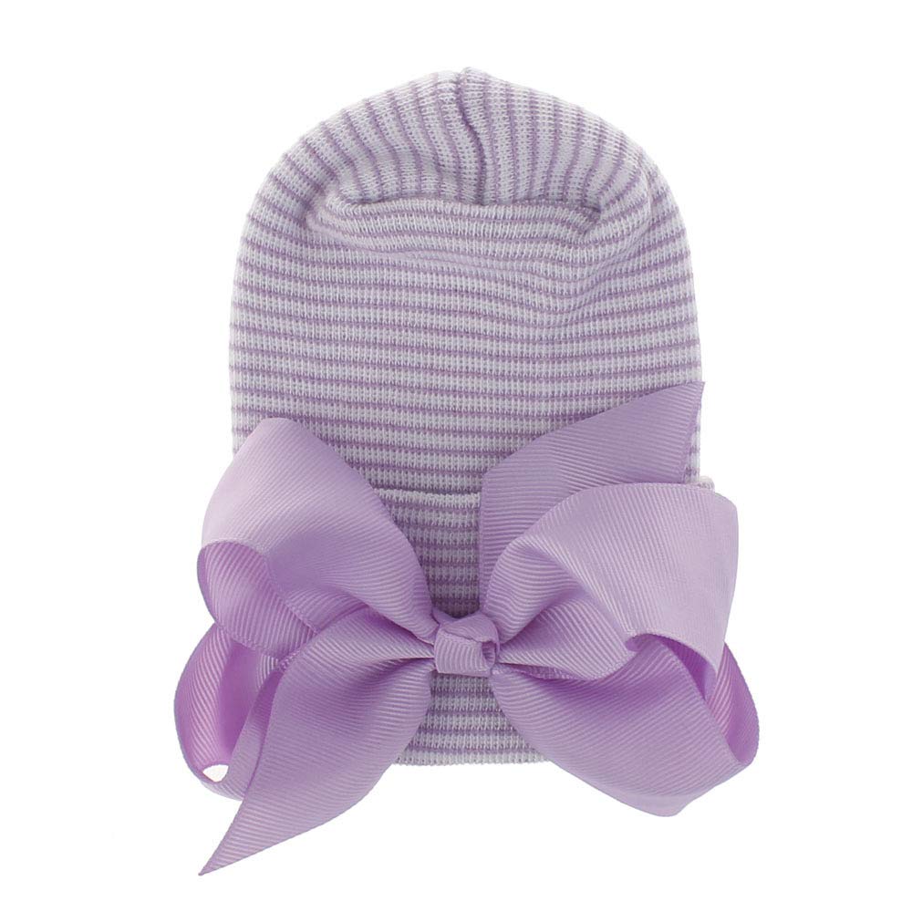 Adeimoo Newborn Hospital Hat Baby Girls Hat Cap With Bow Soft Cute Infant Knot Nursery Beanie (4 Pack Ribbon Bow / 0-3 Month)