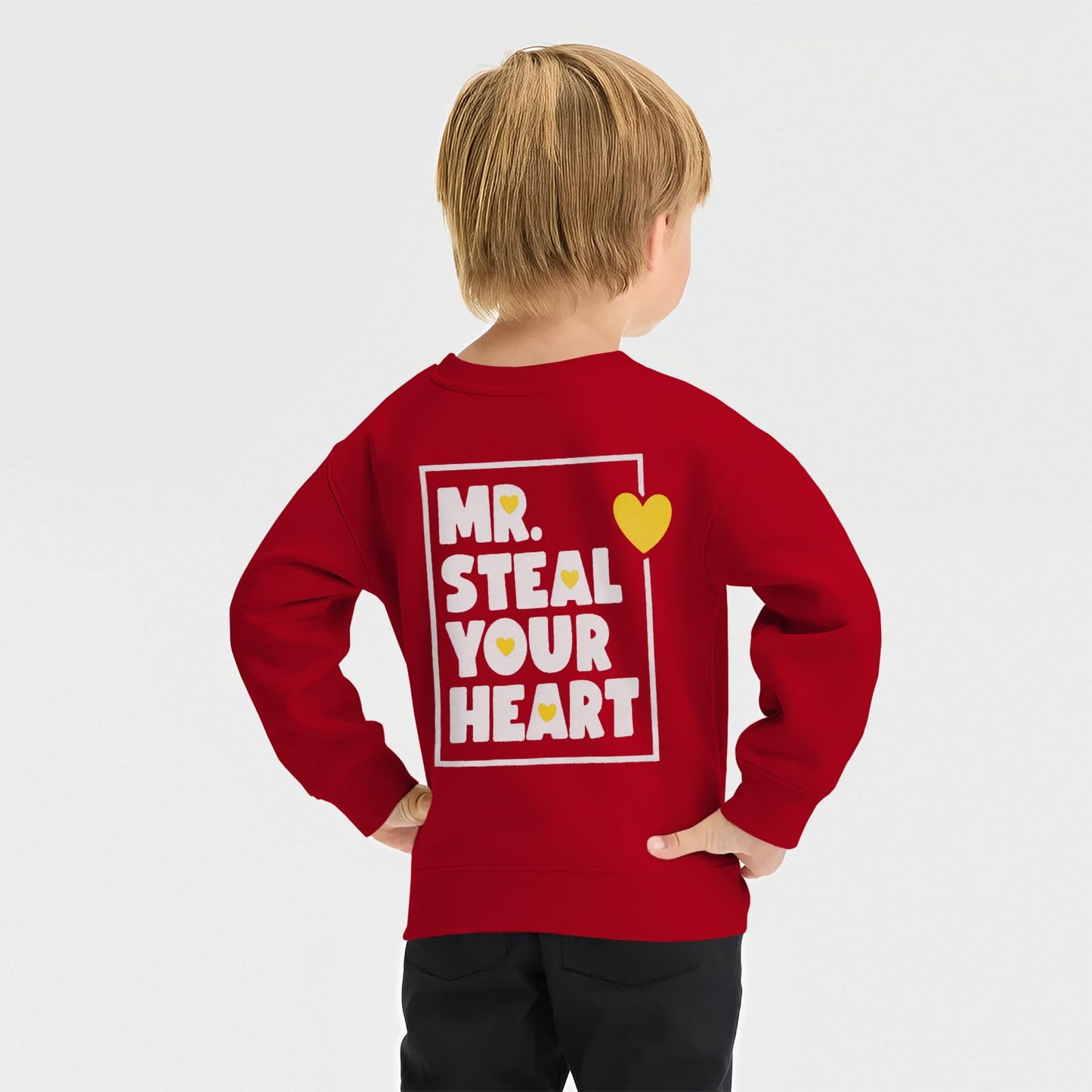 Gliglittr Toddler Baby Boy Valentines Day Sweatshirt Mr Steal Your Heart Long Sleeve Shirt Xoxo Crewneck Pullover Top Outfit (Re