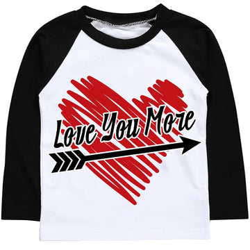 Baby Boys Valentines T-Shirt Love You More Shirt Long Sleeves Love Heart Top Clothes 2T