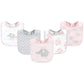 Hudson Baby Unisex Baby Cotton Bibs, Pink Gray Elephant, One Size
