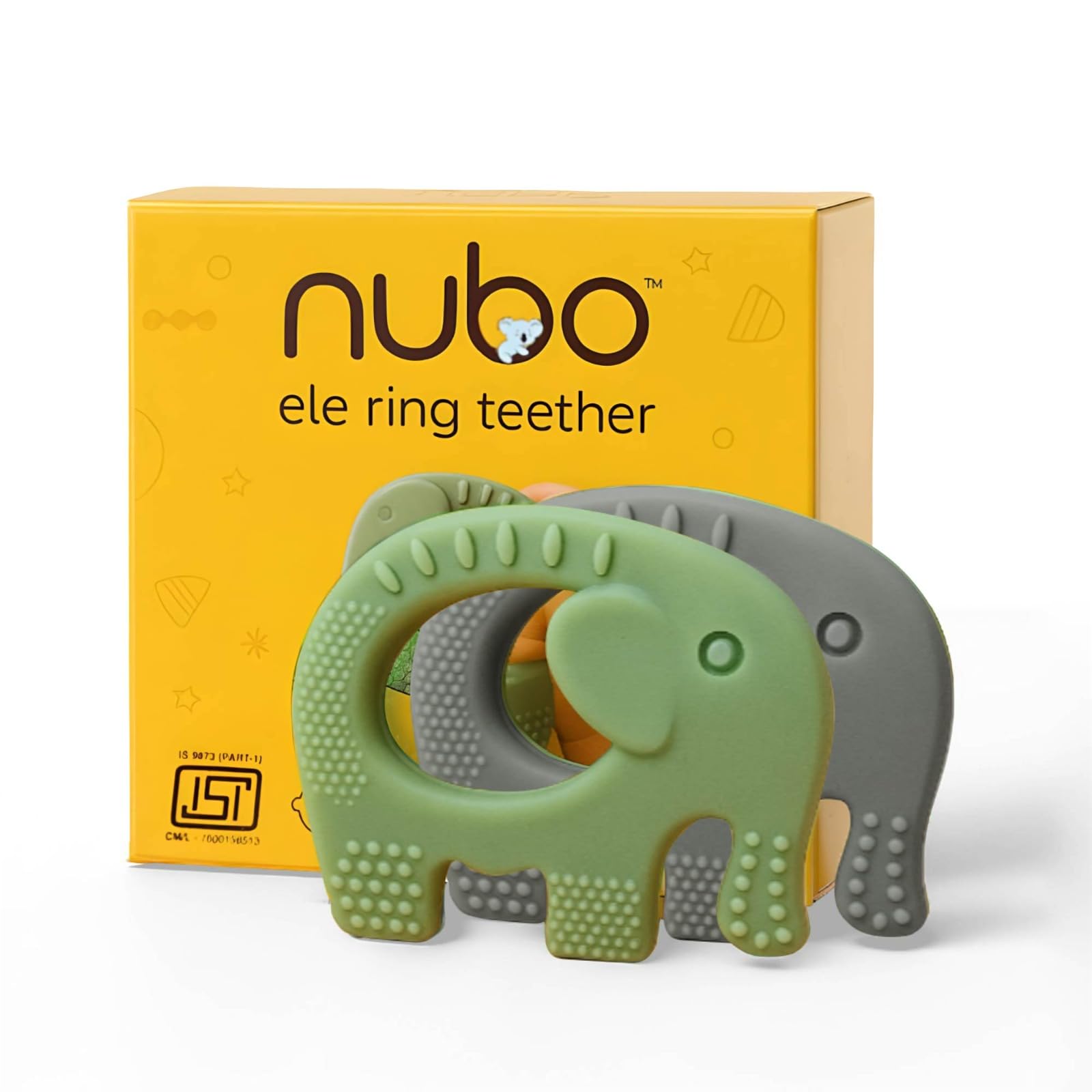 Nubokind Silicone Baby Teether Ring Set | Bis Certified MultiTextured Soft Newborn Chew Toy | For 3, 6, 9, 12 Months + Bpa Free