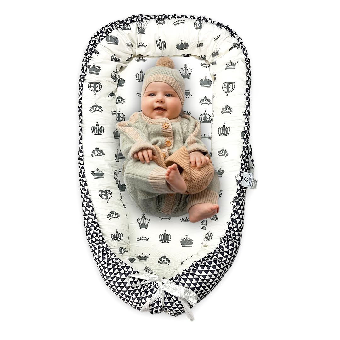 Baby Lounger - Portable, Adjustable Baby Nest For 0-24 Months, Soft, Cozy & Breathable Infant Floor Seat, 100% Cotton Newborn Es