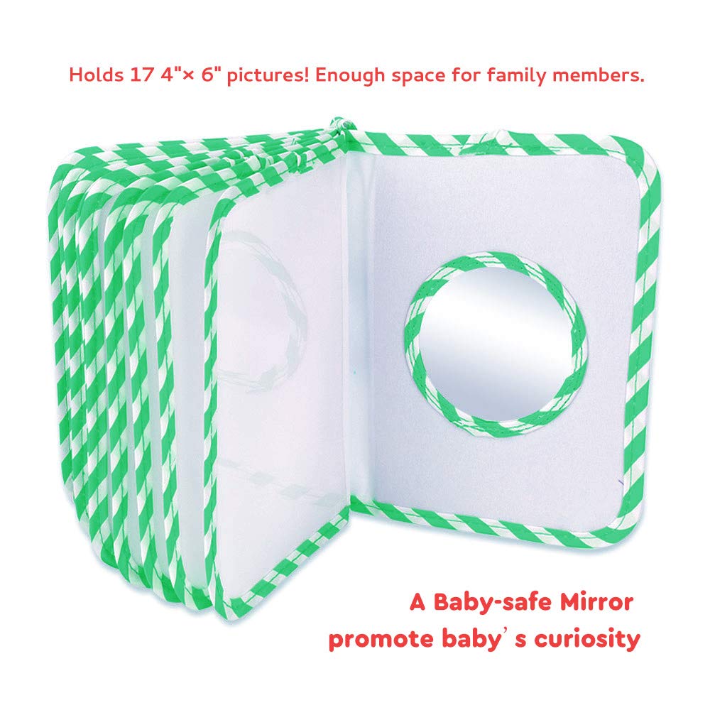 Auvcas Baby Photo Album, Green, 4X6 Inch, Soft Cloth Cover, Holds 4X6 Inch Photos