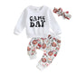 Ciycuit 3Pcs Baby Girl Football Outfits Letter Print Sweatshirt + Pants + Headband 0 6 12 18 24 Months Clothes 12-18 Months