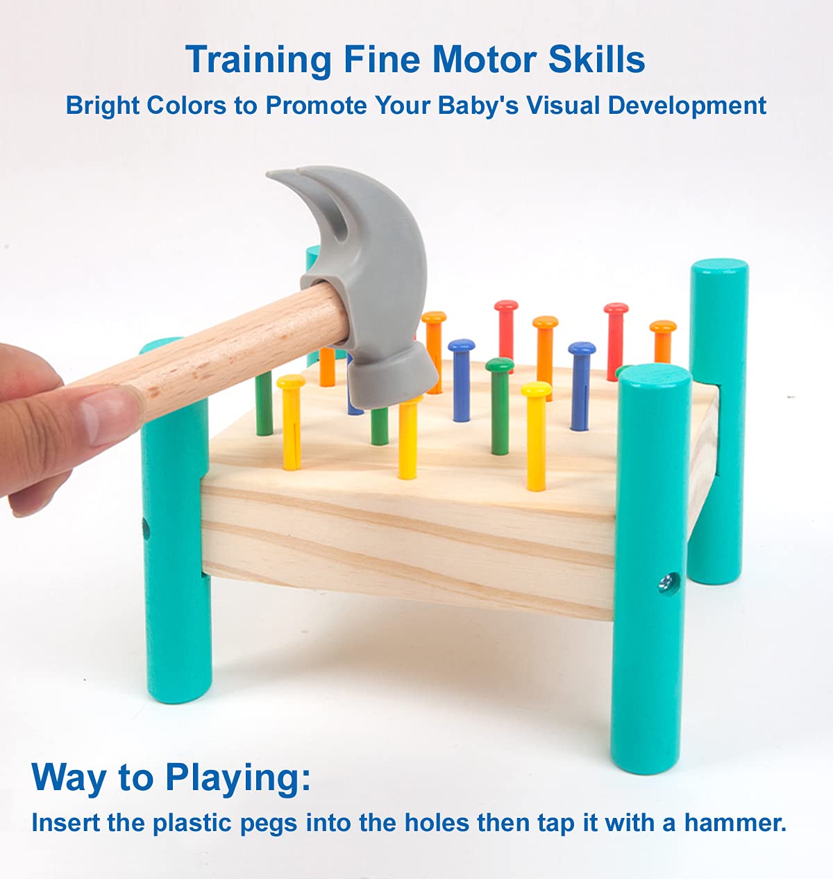 OUJILA Wooden Baby Workbench Pounding Hammer Toy for Toddlers,STEM Educational Preschool Learning Toys for Kids, Great DIY Gift